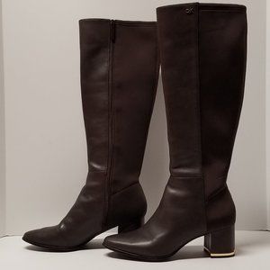 Calvin Klein Freeda Brown Leather Knee-High Boots